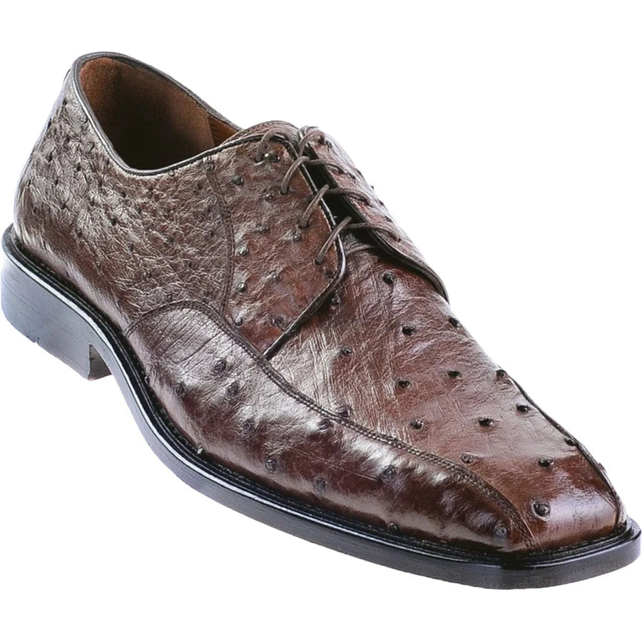 Genuine Full Quill Ostrich Oxford Dress Shoes - Brown