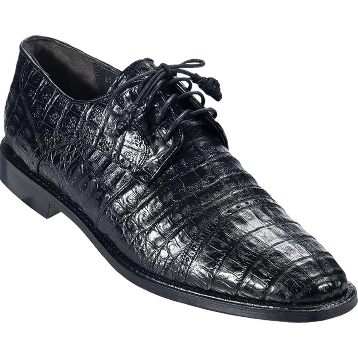 Genuine Caiman Belly Skin Oxford Dress Shoes - Black