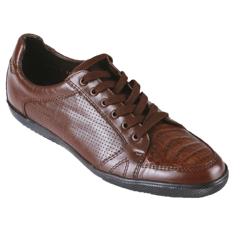 Genuine Caiman Belly Skin Sneakers - Brown