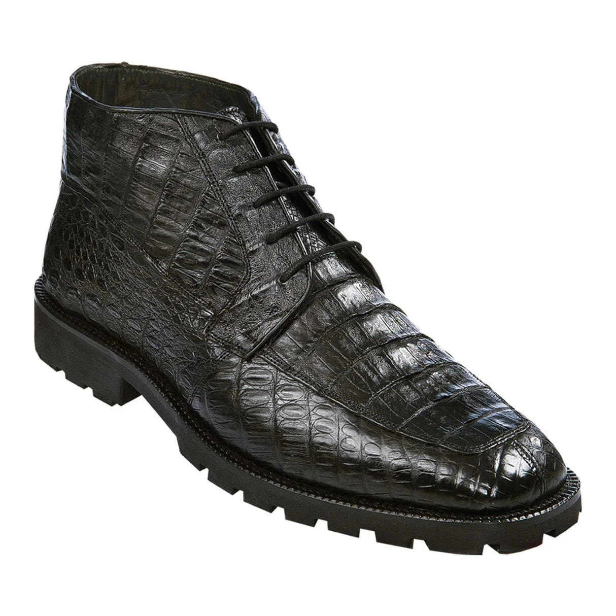 Genuine Caiman Belly Skin High Top Dress Shoes - Black