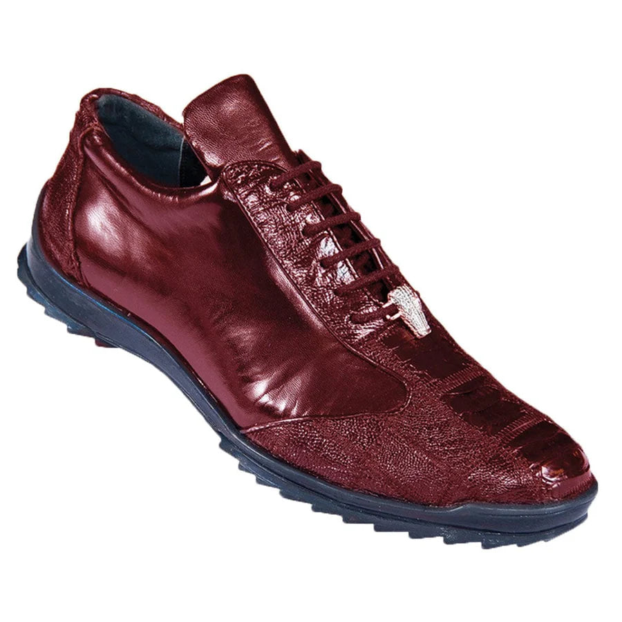Genuine Ostrich Leg Skin Sneakers - Burgundy