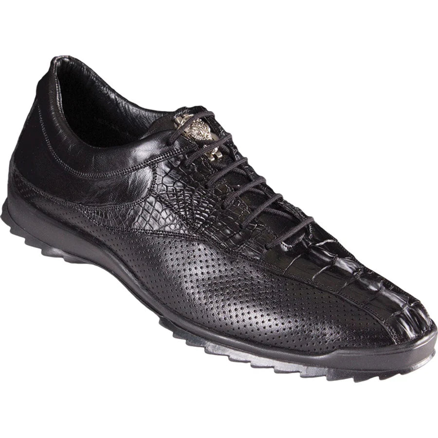 Genuine Caiman Tail Skin Sneakers - Black