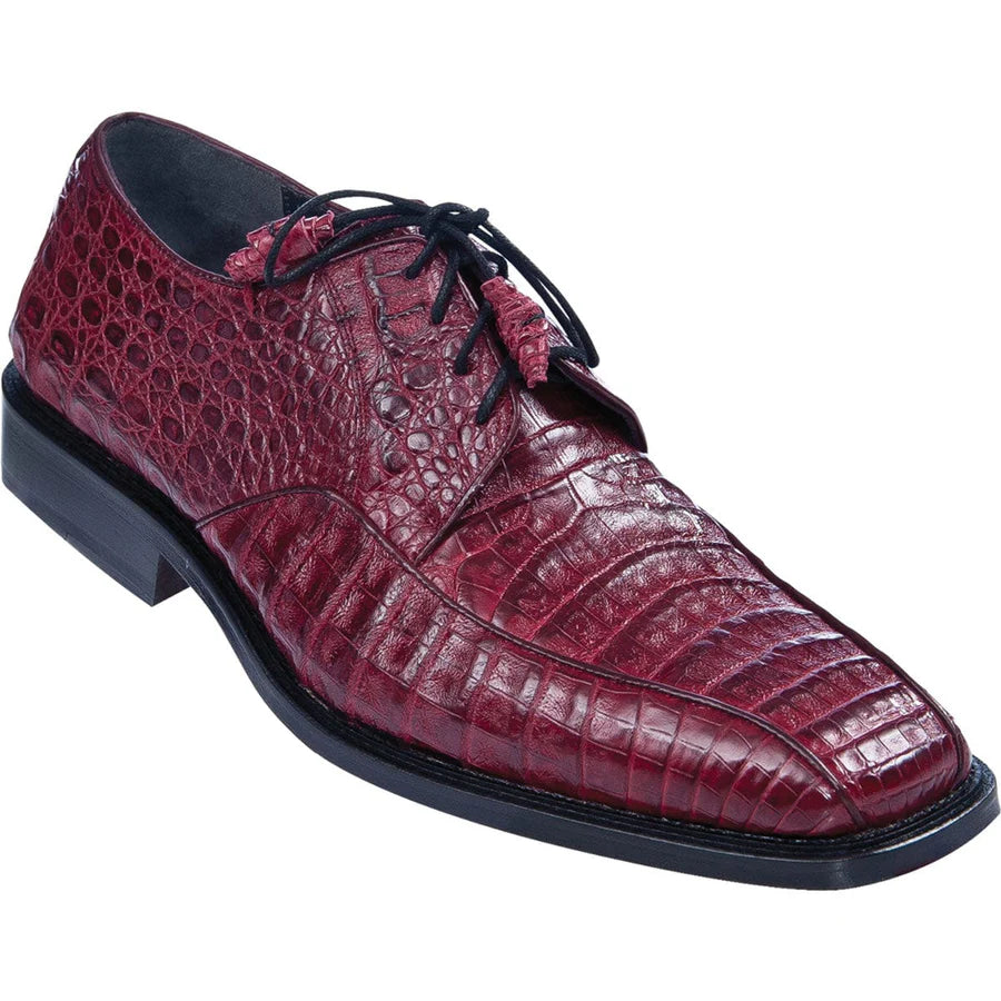 Genuine Caiman Belly Skin Oxford Dress Shoes - Burgundy