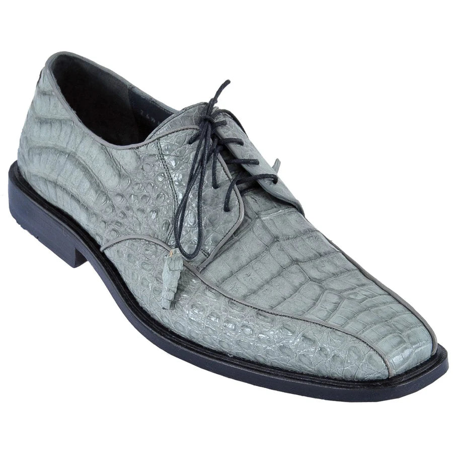 Genuine Caiman Belly Skin Oxford Dress Shoes - Grey