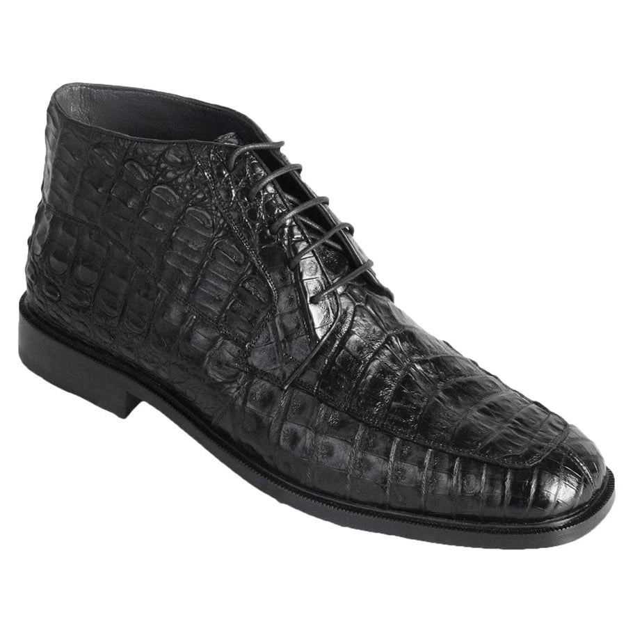 Genuine Caiman Belly Skin High Top Dress Shoes - Black