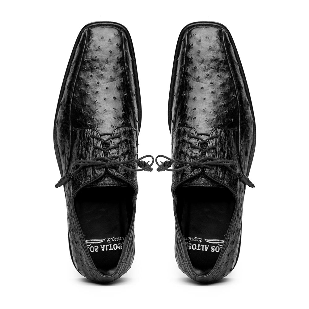 Genuine Full Quill Ostrich Oxford Dress Shoes - Black