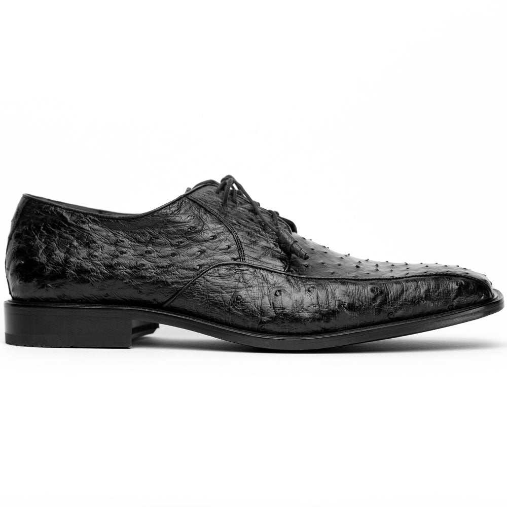 Genuine Full Quill Ostrich Oxford Dress Shoes - Black