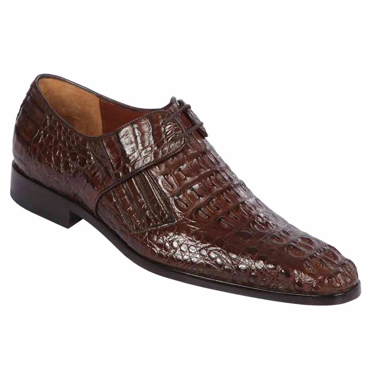 Genuine Caiman Hornback Skin Oxford Dress Shoes - Brown