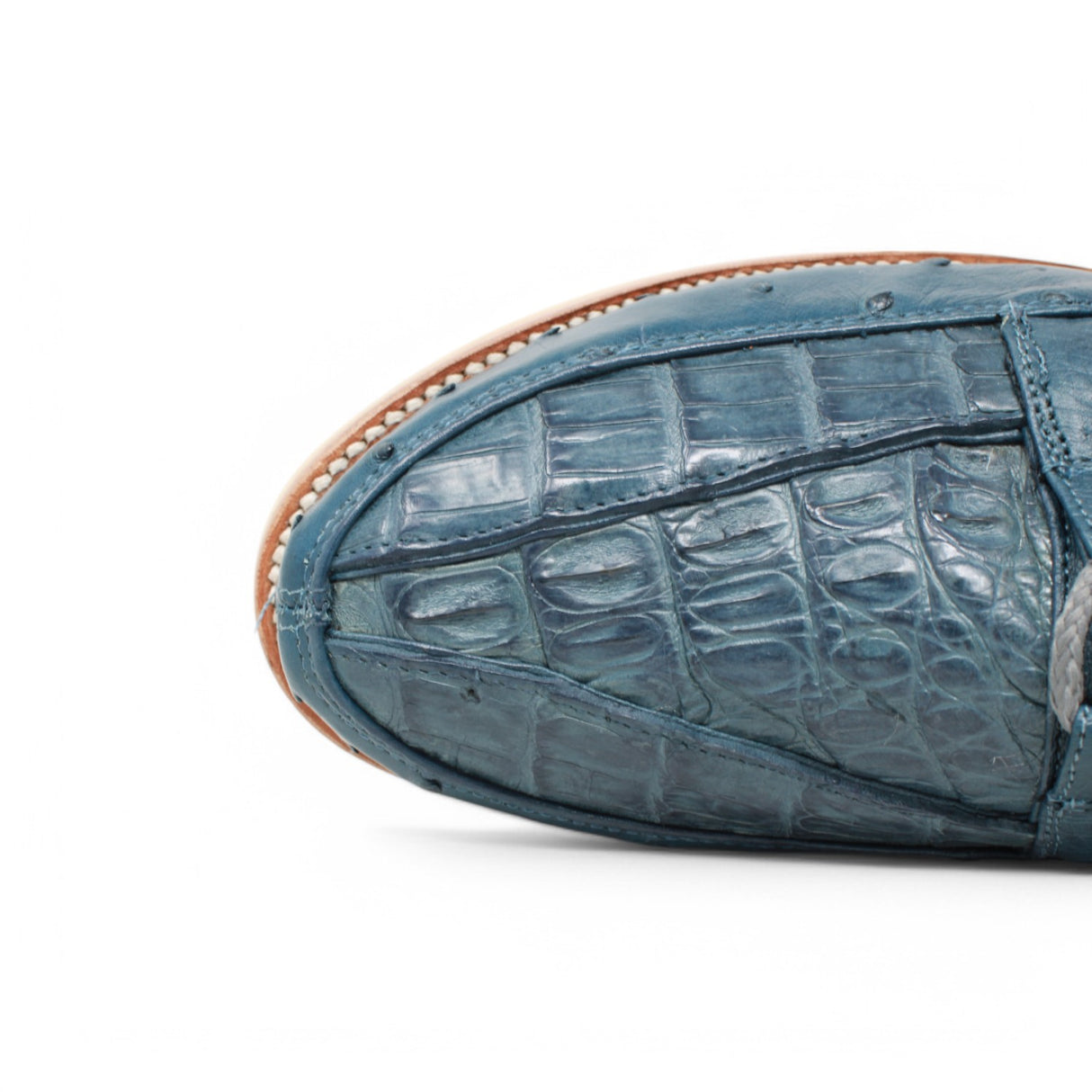Genuine Caiman & Ostrich Skin High Top Sneakers - Blue