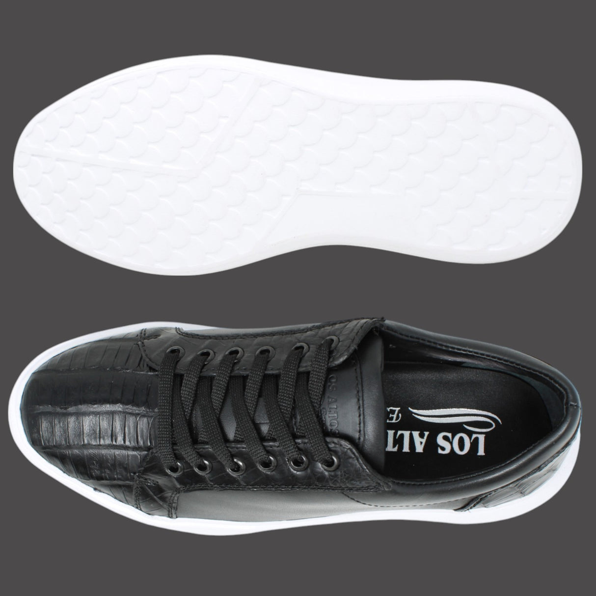 Genuine Caiman Belly Skin Sneakers - Black