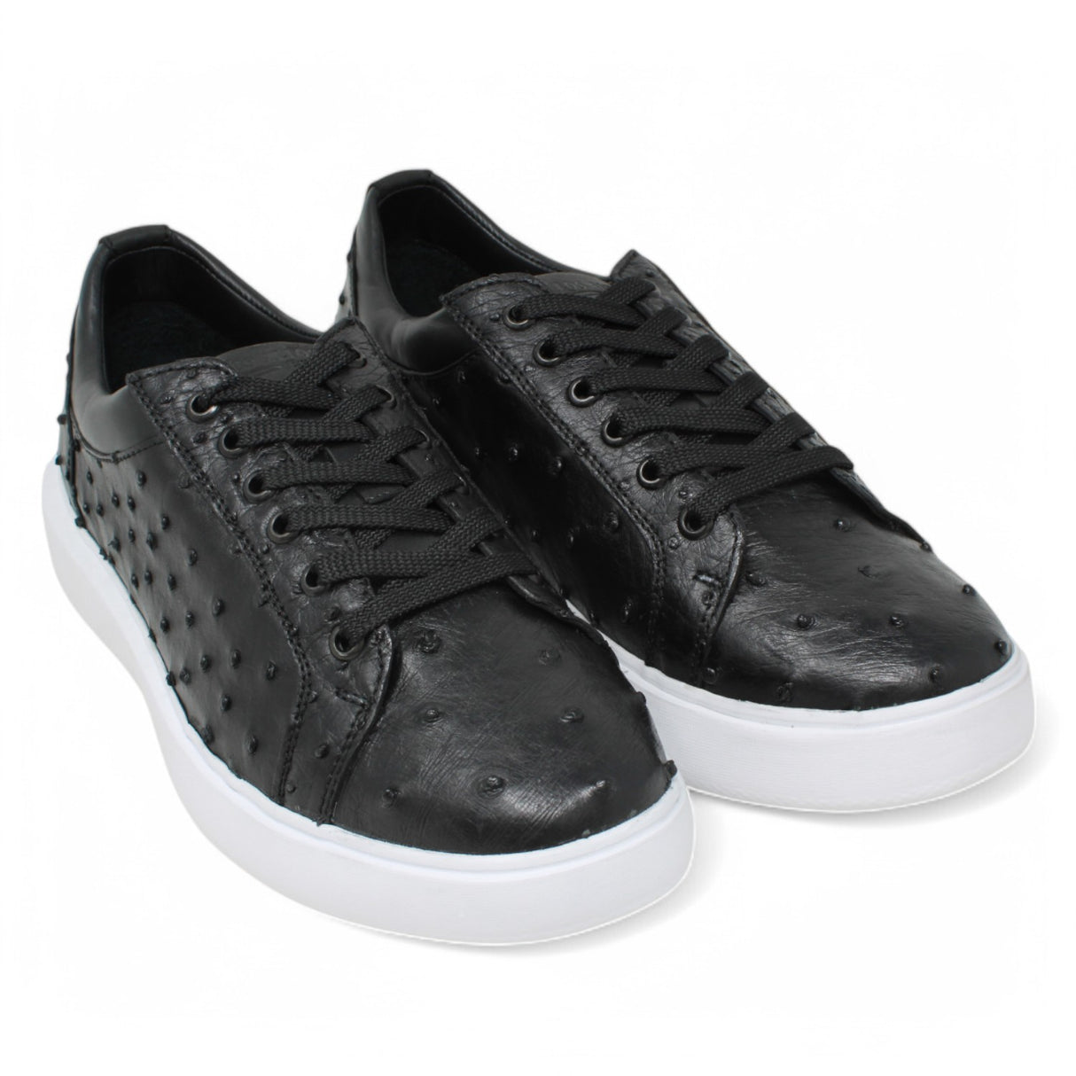 Genuine Full Quill Ostrich Skin Sneakers - Black