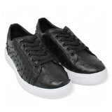 Genuine Full Quill Ostrich Skin Sneakers - Black