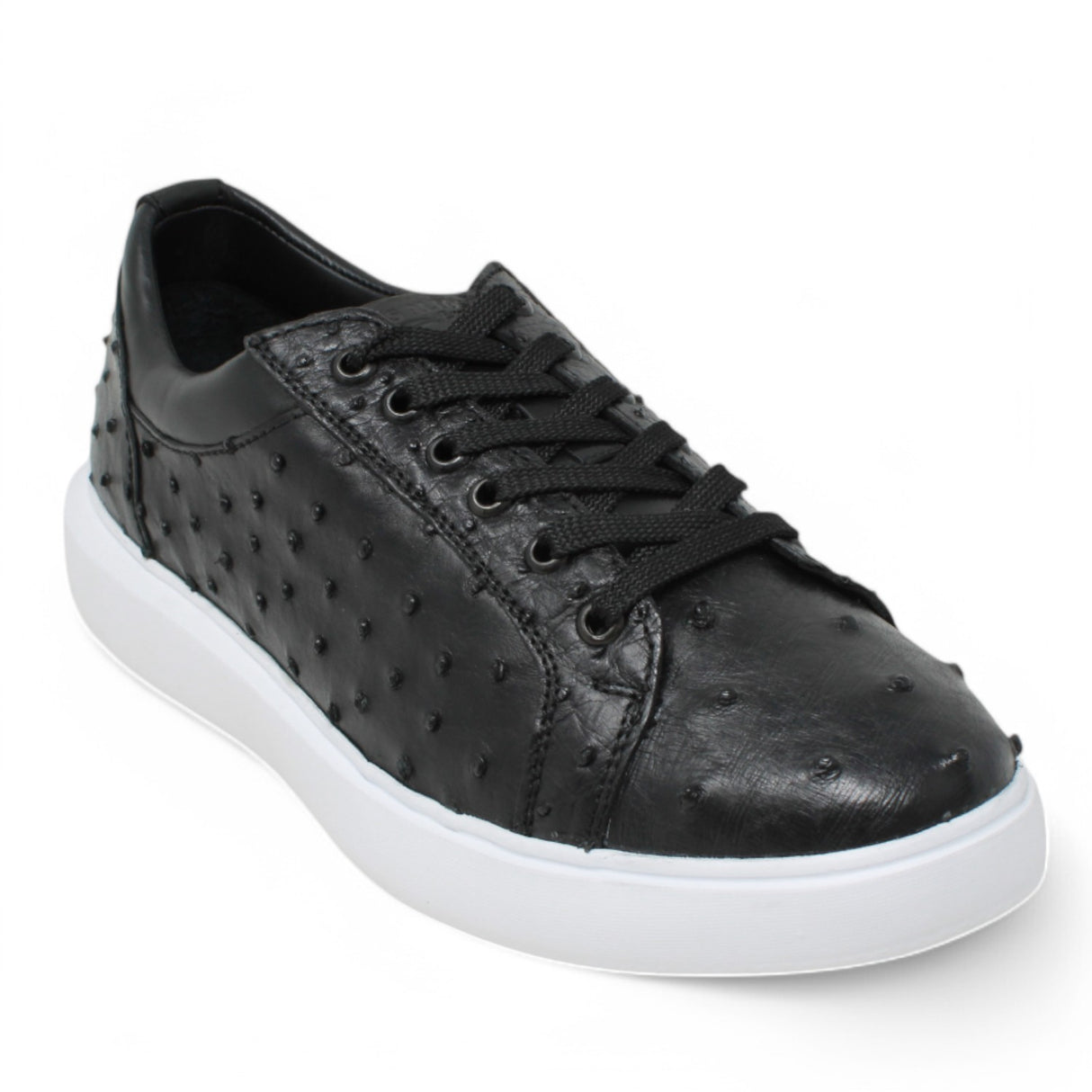 Genuine Full Quill Ostrich Skin Sneakers - Black