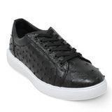 Genuine Full Quill Ostrich Skin Sneakers - Black