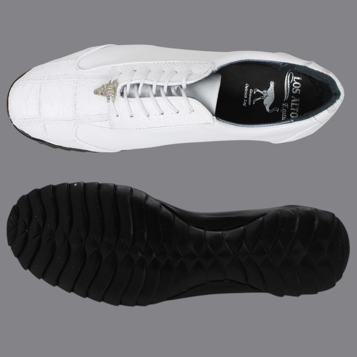 Genuine Ostrich Leg Skin Sneakers - White