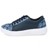 Genuine Pirarucu Fish Skin Sneakers - Blue