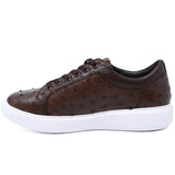 Genuine Full Quill Ostrich Skin Sneakers - Brown