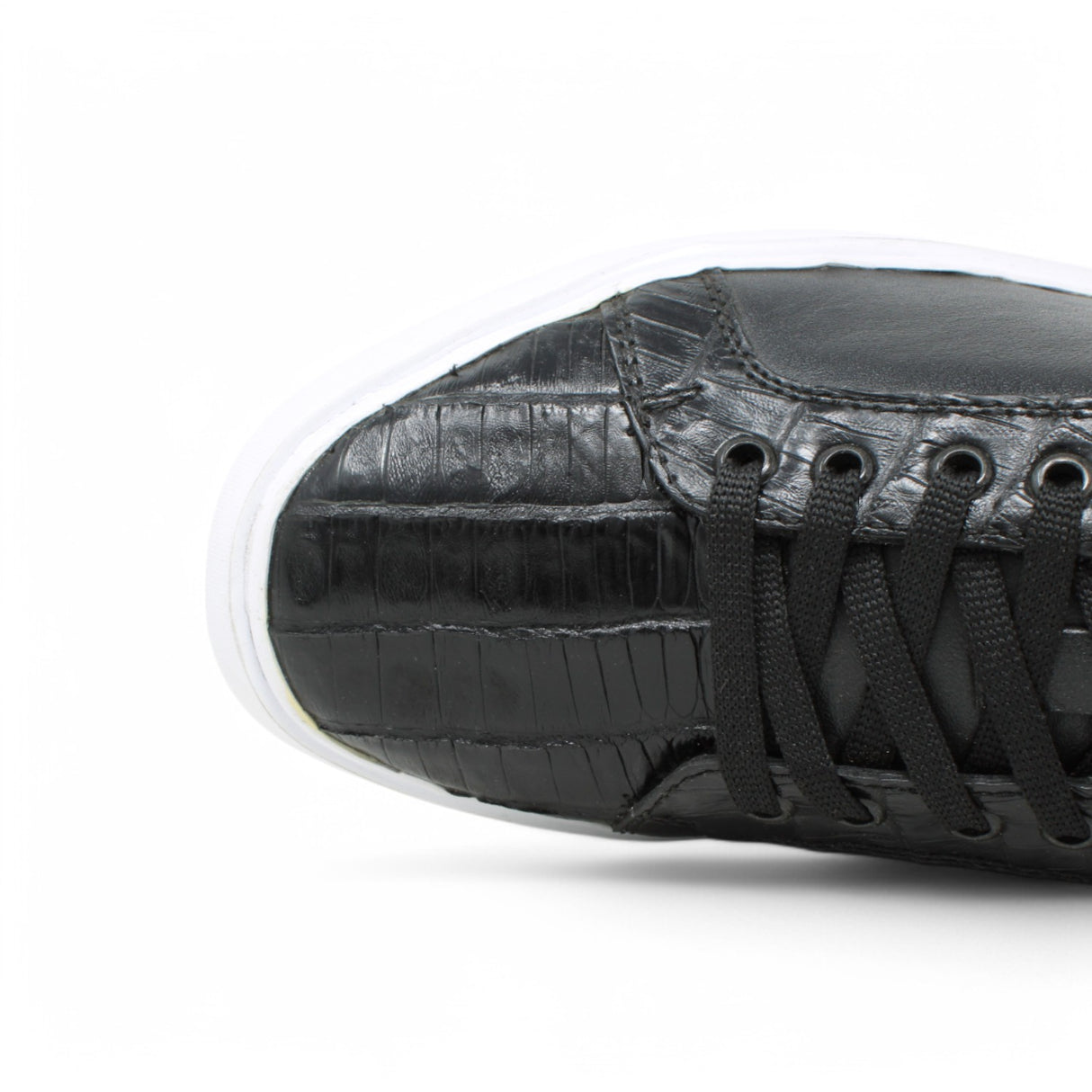 Genuine Full Caiman Belly Skin Sneakers - Black