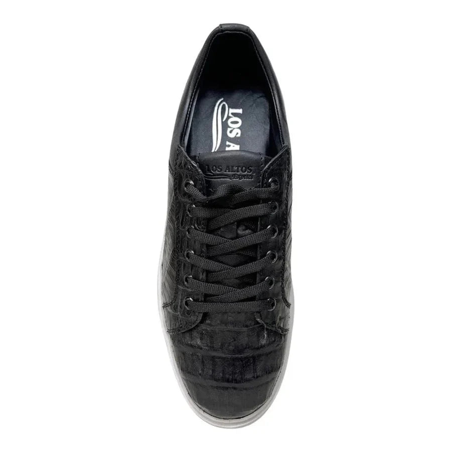 Genuine Full Caiman Belly Skin Sneakers - Black