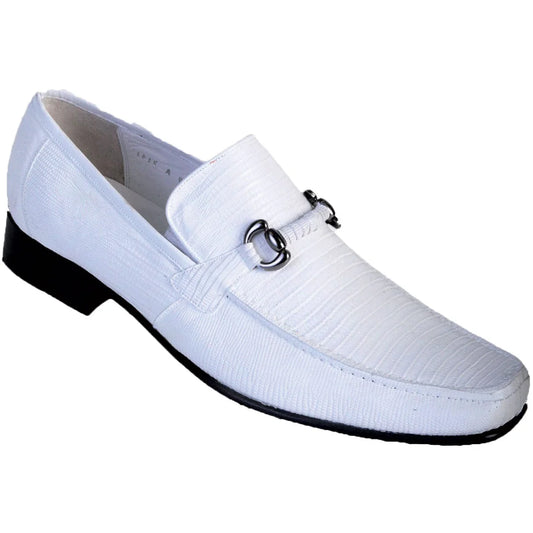 Genuine Lizard Skin Slip-On Loafers - White