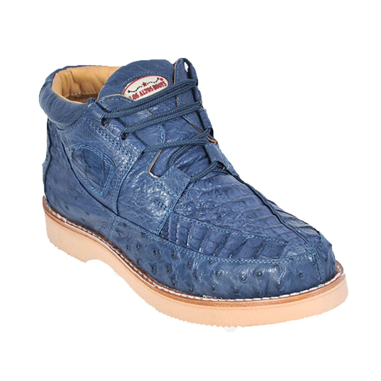 Genuine Caiman & Ostrich Skin Casual Shoes - Blue Denim