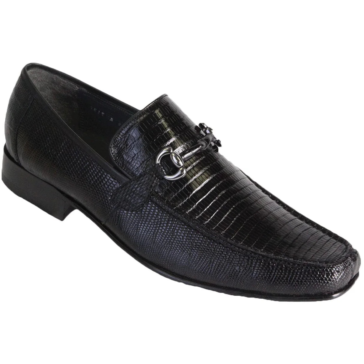 Genuine Lizard Skin Slip-On Loafers - Black