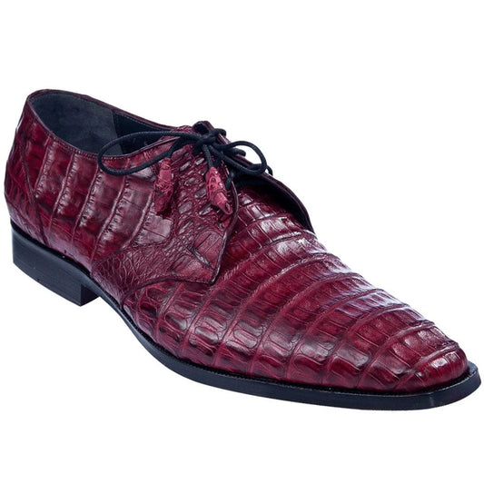 Genuine Caiman Belly Skin Dress Shoes - Burgundy