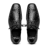 Genuine Full Quill Ostrich Oxford Dress Shoes - Black